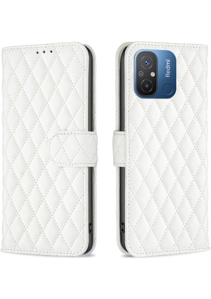 Xiaomi Redmi Için 12C 4g Baskılı Pu Deri Telefon Cüzdan Kılıfı Stand Koruma Kapak-Beyaz (Yurt Dışından)