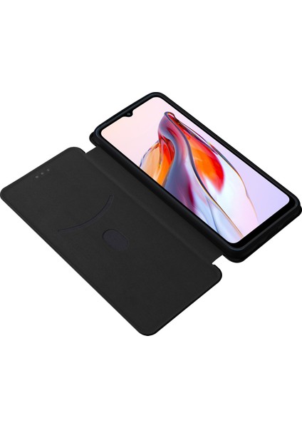 Xiaomi Redmi Için 12C 4g Telefon Kılıfı Tutucu Manyetik Otomatik Absorlanmış Karbon Fiber Doku Deri Deri Kapak Stand-Black (Yurt Dışından)