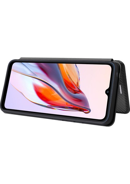 Xiaomi Redmi Için 12C 4g Telefon Kılıfı Tutucu Manyetik Otomatik Absorlanmış Karbon Fiber Doku Deri Deri Kapak Stand-Black (Yurt Dışından) fırsatları