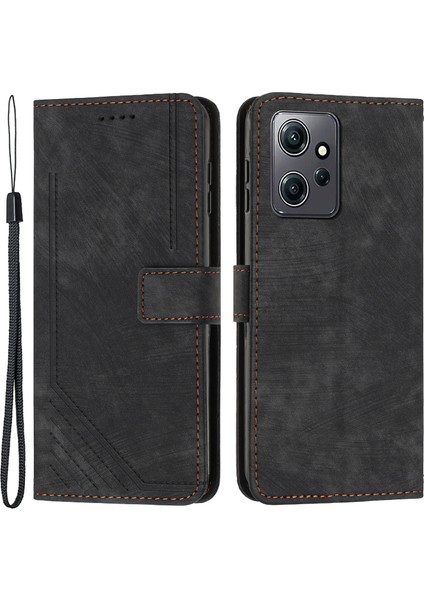 Xiaomi Redmi Için Telefon Kılıfı Not 12 4g Damla Geçirmez Çizgiler Deri Deri Cüzdan Stand Kapak Black (Yurt Dışından) fiyatları