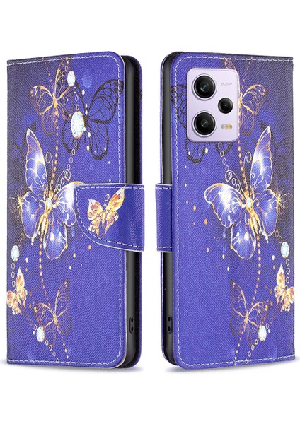 Xiaomi Redmi Için Note 12 Pro 5g/note 12 Pro Hız 5g/poco X5 Pro 5g Desen Baskı Cüzdan Kılıfı Pu Deri Deri Flip Koruyucu Kapak Stand-Melez Kelebekleri (Yurt Dışından)
