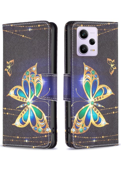 Xiaomi Redmi Için Note 12 Pro 5g/note 12 Pro Hız 5g/poco X5 Pro 5g Desen Baskı Cüzdan Kılıfı Pu Deri Deri Flip Koruyucu Kapak Stand Yahudi Kelebek (Yurt Dışından)