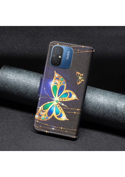 Xiaomi Redmi Için 12C 4g Pu Deri Cüzdan Telefon Kılıf Deseni Baskılı Stand Flip Koruyucu Telefon Kapak-Yahudi Kelebek (Yurt Dışından) indirimleri