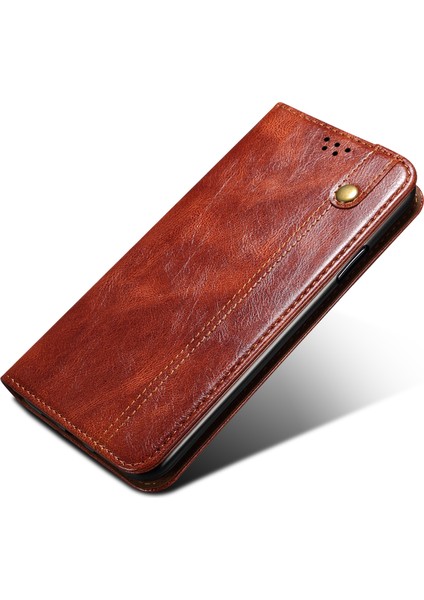 Xiaomi Redmi Için Not 12S 4g Cüzdan Deri Kılıf Mumsu Çılgın At Doku Stand Telefon Kapak Kahverengi (Yurt Dışından)