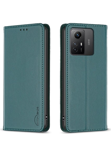 BF18 Xiaomi Redmi Için Koruyucu Kılıf Not 12S 4g Telefon Kabuk Deri Kapak Kart Tutucu Yeşili (Yurt Dışından)