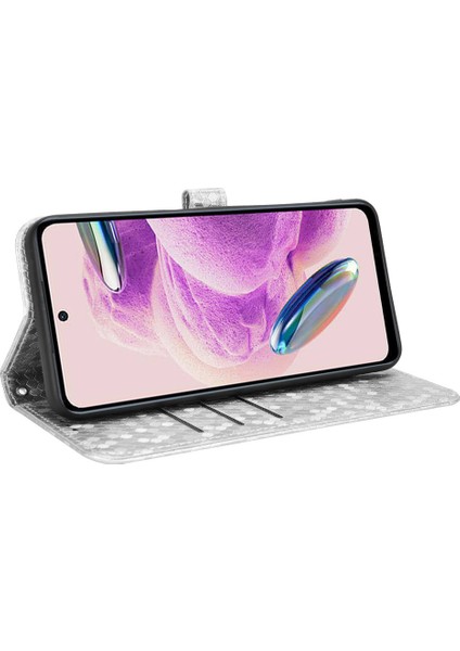 Xiaomi Için Redmi Note 12S 4g Dot Baskı Telefon Savaşı Pu Deri Deri Calet Telefon Vaka-Silver (Yurt Dışından) modelleri