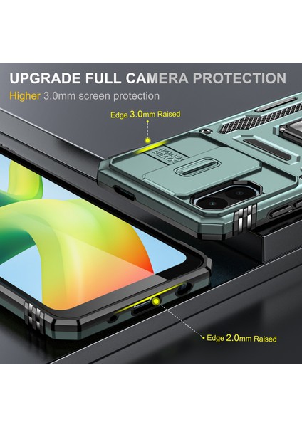 Xiaomi Için Zırh Serisi Poco C50 4g/redmi A1+ 4g/a2+ 4g Slayt Lens Kickstand Kapak Pc+ Tpu Telefon Vaka Yeşili (Yurt Dışından) modelleri