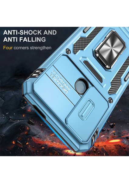 Xiaomi Için Zırh Serisi Poco C50 4g/redmi A1+ 4g/a2+ 4g Slayt Lens Kickstand Kapak Pc+ Tpu Telefon Kılıf Işık Mavi (Yurt Dışından) fiyatları