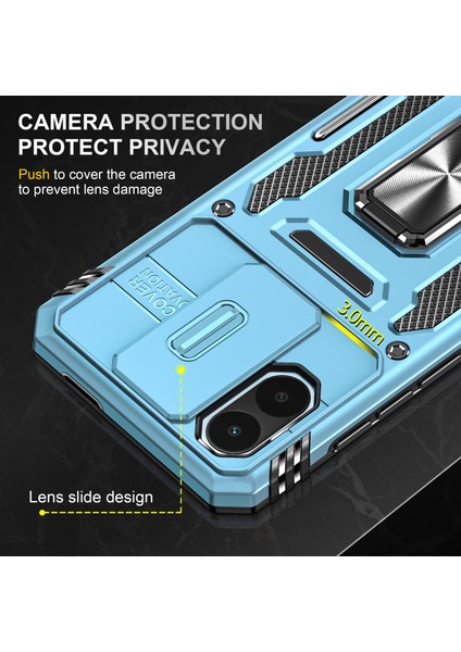 Xiaomi Için Zırh Serisi Poco C50 4g/redmi A1+ 4g/a2+ 4g Slayt Lens Kickstand Kapak Pc+ Tpu Telefon Kılıf Işık Mavi (Yurt Dışından) indirimleri
