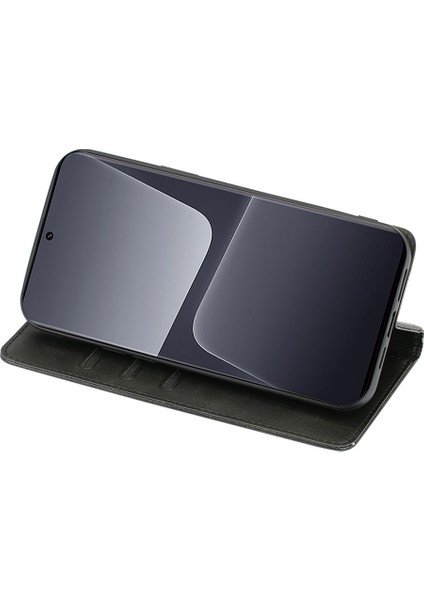 Xiaomi Için 13 Ultra Buzağı Dokusu Telefon Deri Kılıf Stand Cüzdan Koruyucu Telefon Kapak Black (Yurt Dışından)