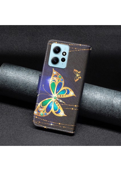 Xiaomi Için Redmi Note 12 4g Desen Deri Deri Stand Telefon Kılıfı Cüzdan Kapak-Yahudi Kelebek (Yurt Dışından) indirimleri
