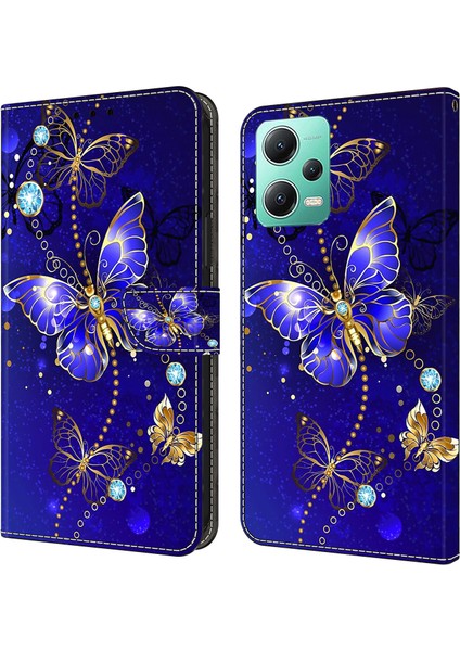 Xiaomi Redmi Için Telefon Kılıfı Not 12 5g (Çin)/(Hindistan)/(Global)/poco X5 5g, Pu Deri 3D Desen Stand Flip Cüzdan Kapak Diamond Kelebek (Yurt Dışından) fiyatları