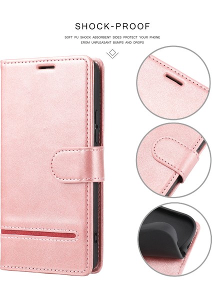 Xiaomi Redmi Için 12C 4G/11A 4g/poco C55 4g Stand Cüzdan Kapağı Yatay Hat Deri Kılıf Pembe (Yurt Dışından) fiyatları