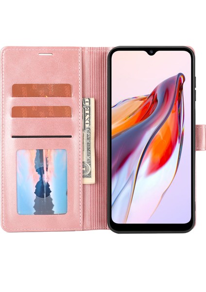 Xiaomi Redmi Için 12C 4G/11A 4g/poco C55 4g Stand Cüzdan Kapağı Yatay Hat Deri Kılıf Pembe (Yurt Dışından) modelleri