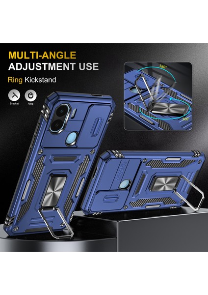 Xiaomi Için Zırh Serisi Poco C50 4g/redmi A1+ 4g/a2+ 4g Slayt Lens Kickstand Kapak Pc+ Tpu Telefon Kılıf Navy Mavi (Yurt Dışından) fırsatları