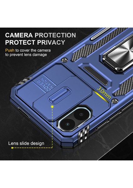 Xiaomi Için Zırh Serisi Poco C50 4g/redmi A1+ 4g/a2+ 4g Slayt Lens Kickstand Kapak Pc+ Tpu Telefon Kılıf Navy Mavi (Yurt Dışından) indirimleri