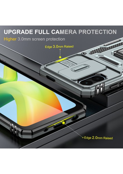 Xiaomi Için Zırh Serisi Poco C50 4g/redmı A1+ 4g/a2+ 4g Slayt Lens Kickstand Kapak Pc+ Tpu Telefon Case-Grey (Yurt Dışından) modelleri