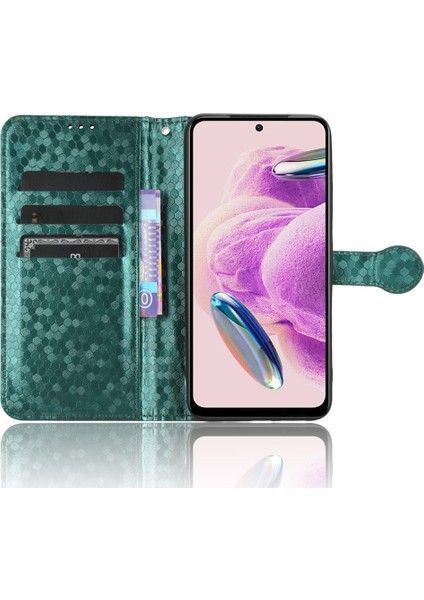 Xiaomi Için Redmi Note 12S 4g Dot Baskı Telefon Savaşı Pu Deri Deri Callet Telefon Vaka-Yeşil (Yurt Dışından)