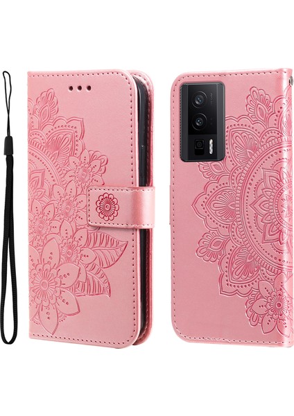 Xiaomi Poco F5 Pro 5g/redmi K60 Pro 5G/K60 5g Baskılı Çiçek Deri Kılıf Stand Standı Şok Geçirmez Telefon Kapak-Pembe (Yurt Dışından)