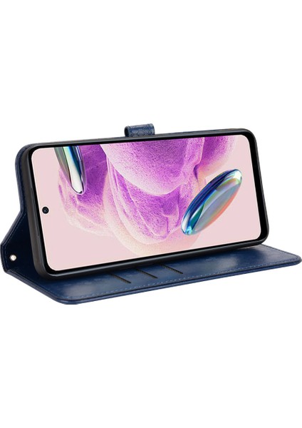 Xiaomi Için Redmi Note 12S 4g Dot Baskı Telefon Savaşı Pu Deri Deri Cellet Telefon Vaka-Dark Mavi (Yurt Dışından) modelleri