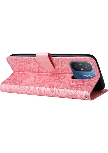 Xiaomi Redmi Için 12C 4G/11A 4g Cep Telefonu Kılıfı Ayçiçeği Baskılı Cüzdan Stand Telefon Deri Kapağı Strap-Pink ile (Yurt Dışından) fırsatları