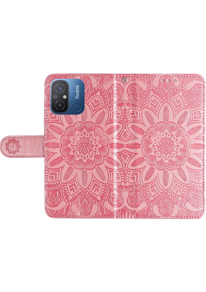 Xiaomi Redmi Için 12C 4G/11A 4g Cep Telefonu Kılıfı Ayçiçeği Baskılı Cüzdan Stand Telefon Deri Kapağı Strap-Pink ile (Yurt Dışından) indirimleri