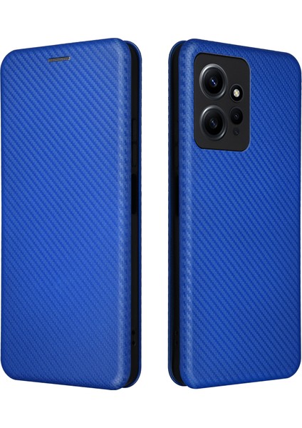 Xiaomi Için Redmi Note 12 4g Pu Deri Stand Kapağı Karbon Fiber Doku Telefon Kasası Kart Tutucu-Mavi ile (Yurt Dışından) fiyatları