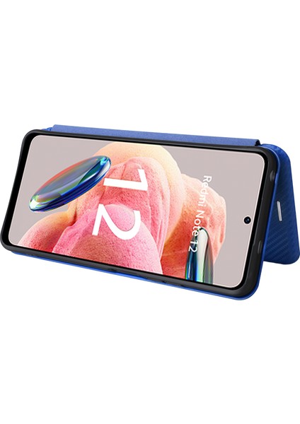 Xiaomi Için Redmi Note 12 4g Pu Deri Stand Kapağı Karbon Fiber Doku Telefon Kasası Kart Tutucu-Mavi ile (Yurt Dışından) fırsatları