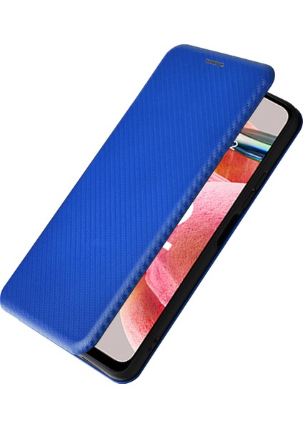 Xiaomi Için Redmi Note 12 4g Pu Deri Stand Kapağı Karbon Fiber Doku Telefon Kasası Kart Tutucu-Mavi ile (Yurt Dışından) indirimleri