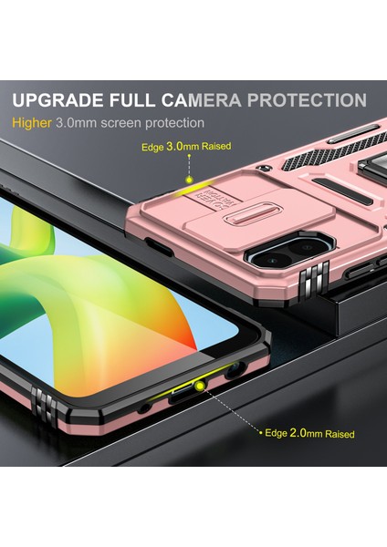Xiaomi Için Zırh Serisi Poco C50 4g/redmı A1+ 4g/a2+ 4g Slayt Lens Kickstand Kapak Pc+ Tpu Telefon Kılıfı Gold (Yurt Dışından) modelleri