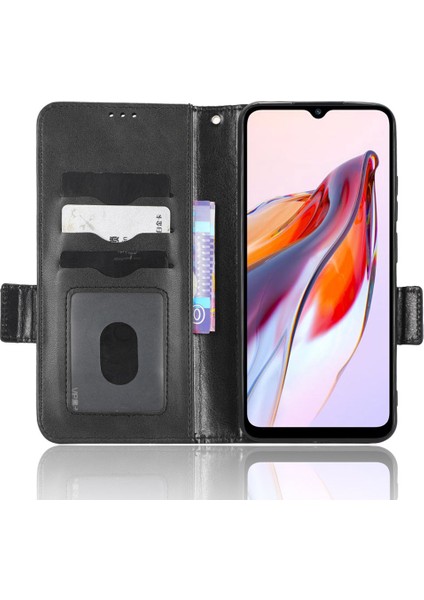 Xiaomi Redmi Için Cep Telefonu Kılıfı 12C 4G/11A 4g, Pu Deri Basılı Üçgen Desen Stand Koruyucu Telefon Kapağı Cüzdan-Black (Yurt Dışından)