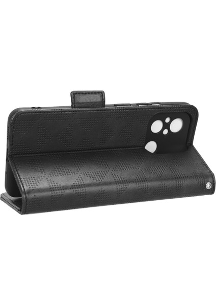 Xiaomi Redmi Için Cep Telefonu Kılıfı 12C 4G/11A 4g, Pu Deri Basılı Üçgen Desen Stand Koruyucu Telefon Kapağı Cüzdan-Black (Yurt Dışından) modelleri