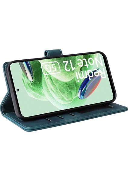 Xiaomi Redmi Için Note 12 5g (Global)/(Hindistan)/(Çin)/poco X5 5g Deri Deri Touch Telefon Kılıf Anti-Dalgalı Stand Cüzdan Kapak Yeşil (Yurt Dışından) modelleri