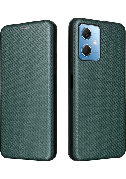 Xiaomi Için Redmi Note 12 5g (Global)/(Hindistan)/(Çin)/poco X5 5g Karbon Fiber Doku Manyetik Pu Deri Kılıf Kılıf Kartı Yuvası Stand Flip Kapak Yeşili (Yurt Dışından) fiyatları