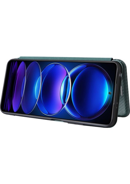 Xiaomi Için Redmi Note 12 5g (Global)/(Hindistan)/(Çin)/poco X5 5g Karbon Fiber Doku Manyetik Pu Deri Kılıf Kılıf Kartı Yuvası Stand Flip Kapak Yeşili (Yurt Dışından) fırsatları