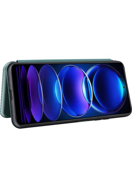 Xiaomi Için Redmi Note 12 5g (Global)/(Hindistan)/(Çin)/poco X5 5g Karbon Fiber Doku Manyetik Pu Deri Kılıf Kılıf Kartı Yuvası Stand Flip Kapak Yeşili (Yurt Dışından) indirimleri