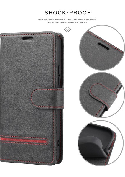 Xiaomi Redmi Için 12C 4G/11A 4g/poco C55 4g Stand Cüzdan Kapağı Yatay Hat Deri Kılıf Black (Yurt Dışından) fiyatları
