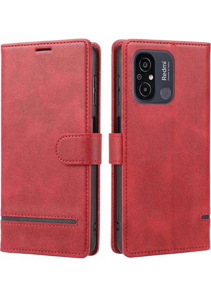 Xiaomi Redmi Için 12C 4G/11A 4g/poco C55 4g Stand Cüzdan Kapağı Yatay Hat Deri Kılıf (Yurt Dışından)