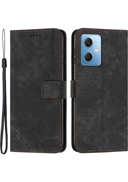 Xiaomi Için Poco X5 5g/redmi Note 12 5g (Çin)/(Global)/(Hindistan) Hatlar Baskılı Deri Cüzdan Kapağı Stand-Black ile Cilt Touch Telefon Kılıfı (Yurt Dışından) fiyatları