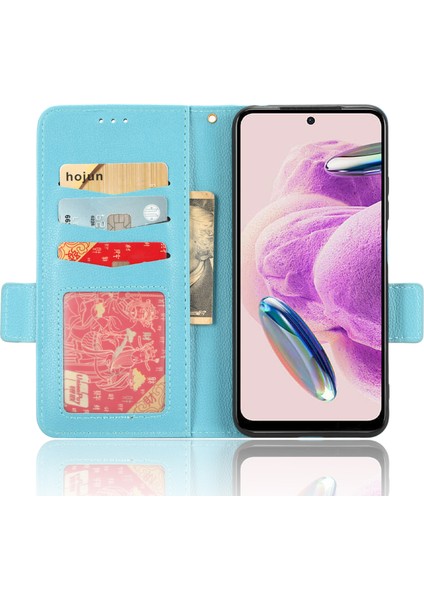 Xiaomi Redmi Için Litchi Doku Deri Kılıf Not 12S 4g, Katlanabilir Stand Telefon Cüzdan Kapak Baby Mavi (Yurt Dışından)