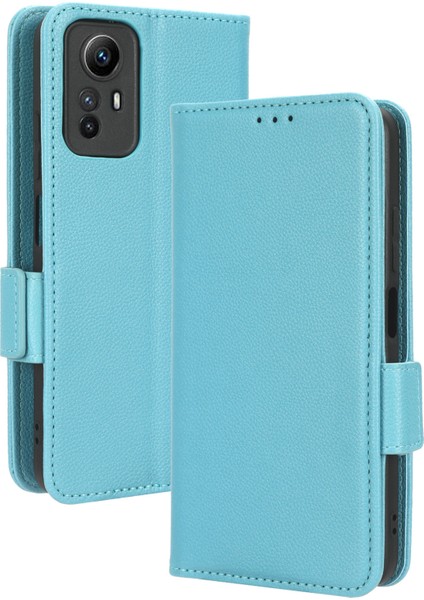 Xiaomi Redmi Için Litchi Doku Deri Kılıf Not 12S 4g, Katlanabilir Stand Telefon Cüzdan Kapak Baby Mavi (Yurt Dışından)