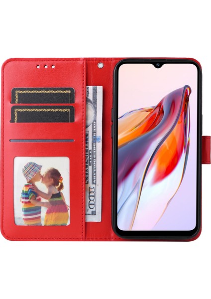 Xiaomi Redmi Için 12C 4G/11A 4g Cep Telefonu Kılıfı Ayçiçeği Baskılı Cüzdan Stand Telefon Deri Kapağı Strap-Red ile (Yurt Dışından)