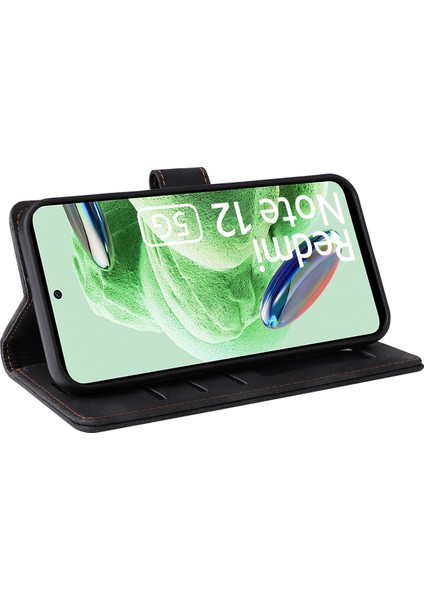 Xiaomi Redmi Için Note 12 5g (Global)/(Hindistan)/(Çin)/poco X5 5g Deri Deri Touch Telefon Kılıf Anti-Damla Stand Cüzdan Black (Yurt Dışından) modelleri