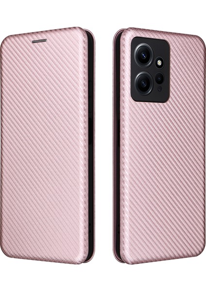 Xiaomi Için Redmi Note 12 4g Pu Deri Stand Kapağı Karbon Fiber Doku Kart Tutucu Golü ile Telefon Kılıfı (Yurt Dışından)