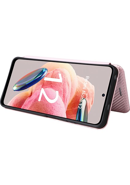 Xiaomi Için Redmi Note 12 4g Pu Deri Stand Kapağı Karbon Fiber Doku Kart Tutucu Golü ile Telefon Kılıfı (Yurt Dışından)