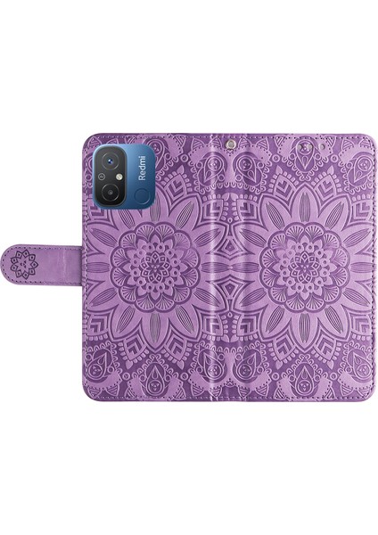 Xiaomi Redmi Için 12C 4G/11A 4g Cep Telefonu Kılıfı Ayçiçeği Baskılı Cüzdan Stand Telefon Deri Kapağı Strap-Mor ile (Yurt Dışından) indirimleri