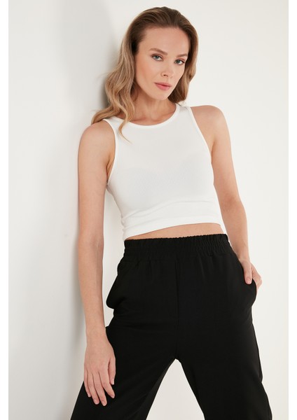 Fitilli Super Crop Örme Atlet Bayan Atlet 5865554