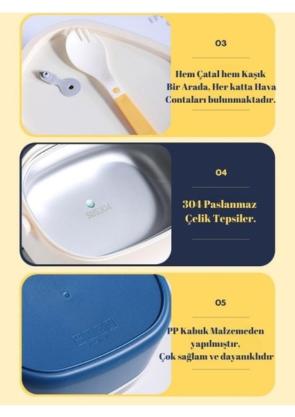 Portable Lunch Box Iki Katlı Paslanmaz Çelik Kolay Kilitlenir Sefer Tası – 1200 ml