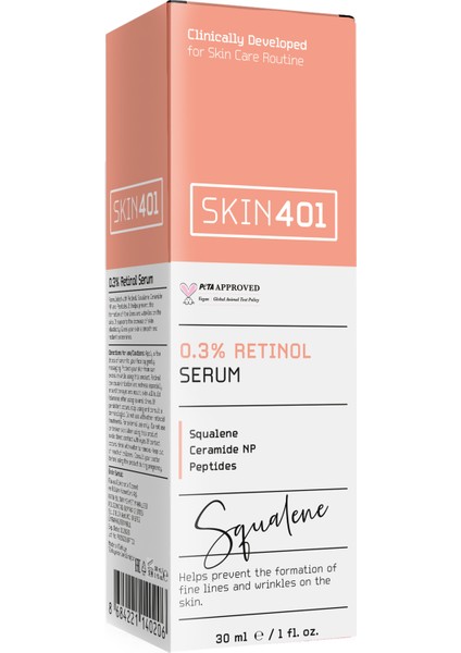 Pürüzsüzleştirici ve Yenileyici %0.3 Retinol Serum 30ML