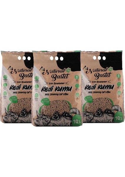 Natural Bastet %100 Doğal Topaklanan Çam Pelet Kedi Kumu 30 Litre